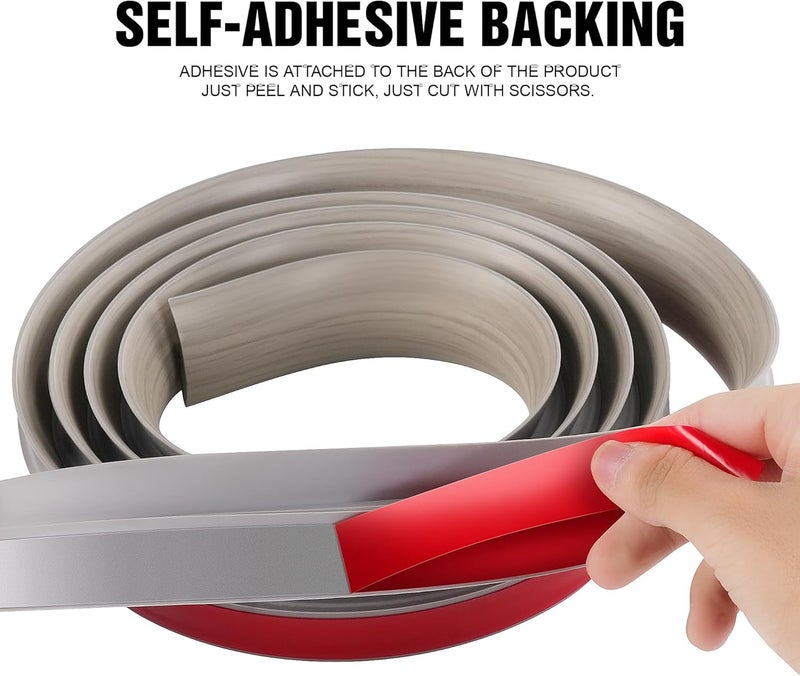 bnell Floor Transition Strip Self Adhesive-PVC Carpet & Floor Edging Trim Strip,Threshold Transitions Suitable for Threshold Height Less Than 7mm (9.84FT_Gray Wood Grain) - Image 2